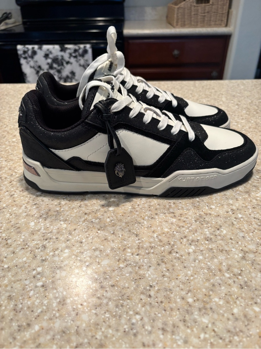 Kurt Geiger Men’s Black & White Low-Top Sneakers
